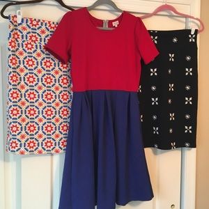 PATRIOTIC PACK of LuLaRoe skirts and dress L